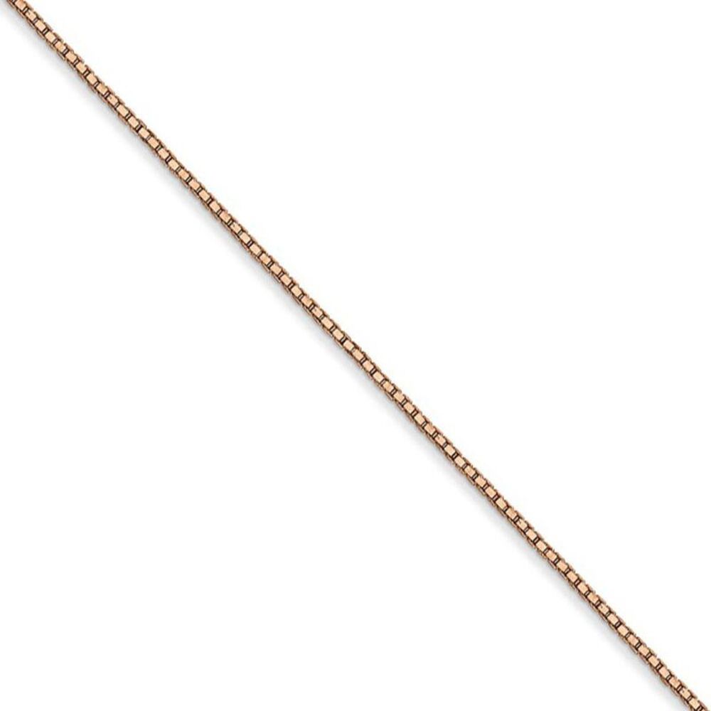 0.9mm, 14k Rose Gold, Box Chain Necklace, 18 Inch